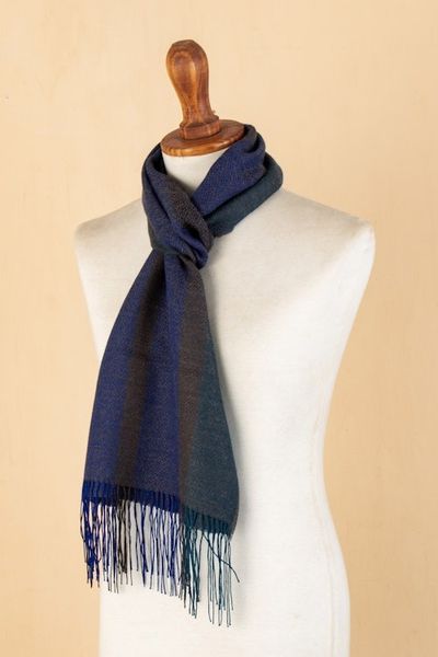 Alternate image for Handloomed Unisex Baby Alpaca Blend Scarf in Blue Winds of the Andes