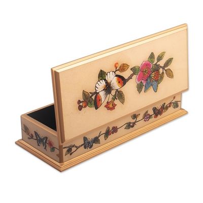 Alternate image for Floral Reverse-Painted Glass Decorative Box with Butterfly Floral Hope