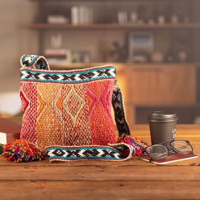 Alternate image for Traditional Handwoven Wool Shoulder Bag with Vibrant Tassels Andean Trip