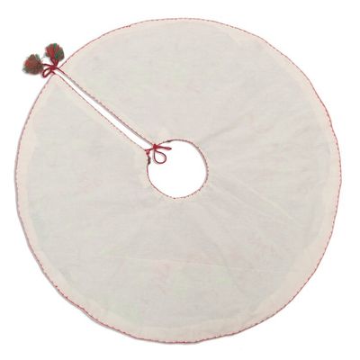 Alternate image for Christmas-Themed Cotton Blend Applique Tree Skirt from Peru Christmas Time