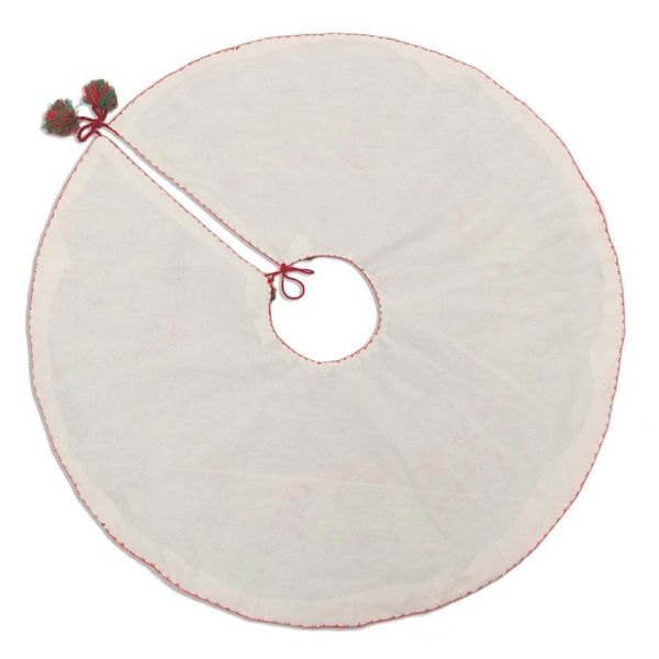 Alternate image for Christmas-Themed Cotton Blend Applique Tree Skirt from Peru Christmas Time