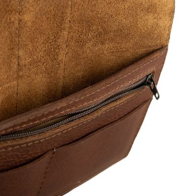Alternate image for Handcrafted Brown Leather Wallet with Cuzco Textiles Cusco Fortune