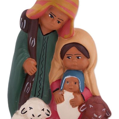 Alternate image for Hand-Painted Ceramic Andean Nativity Sculpture from Peru Andean Christian Family