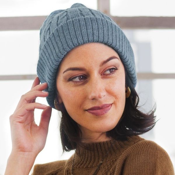 Alternate image for Robins Egg Blue 100 Alpaca Soft Cable Knit Hat from Peru Comfy in Blue