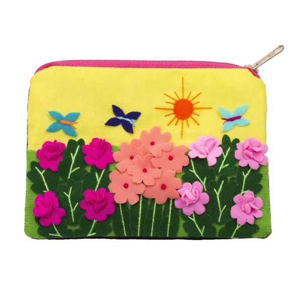 Alternate image for Andean Folk Art Cotton Applique Change Purse Butterfly Afternoon