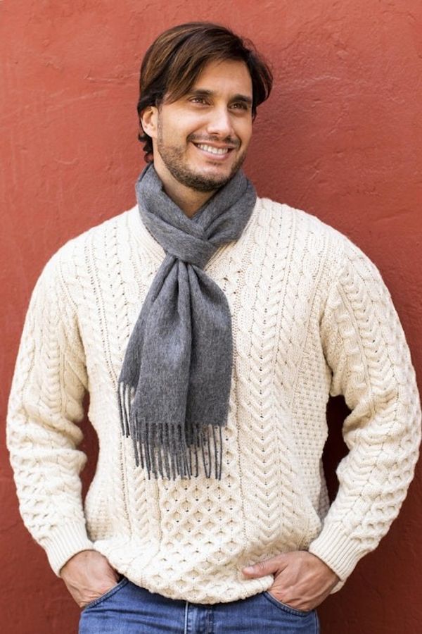 Alternate image for Mens 100 alpaca scarf Stormy Gray