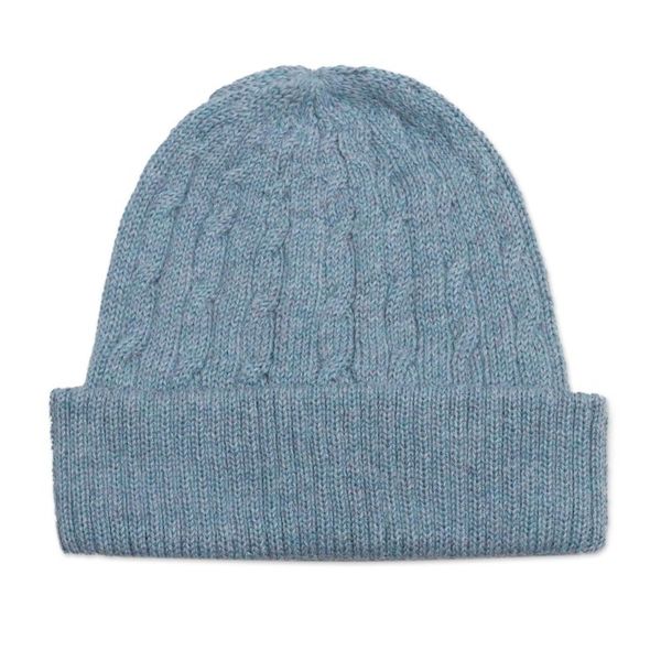 Alternate image for Robins Egg Blue 100 Alpaca Soft Cable Knit Hat from Peru Comfy in Blue