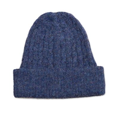 Alternate image for Indigo Blue 100 Alpaca Soft Cable Knit Hat from Peru Comfy in Dark Blue