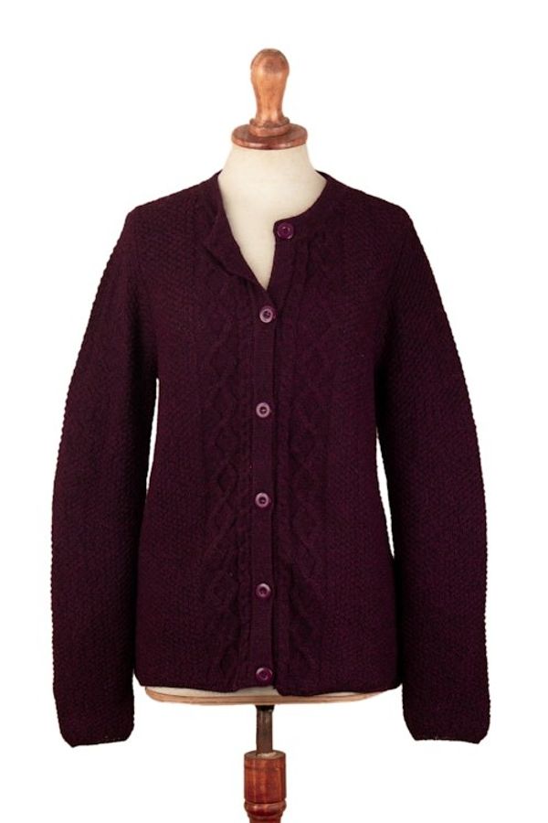 Alternate image for Knit Soft 100 Alpaca Button-Up Sweater in Bordeaux Hues Bordeaux Bonds