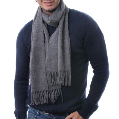Alternate image for Mens 100 alpaca scarf Stormy Gray