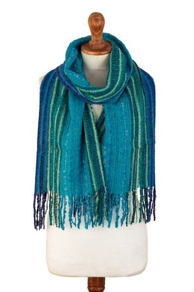 Alternate image for Unisex Striped Colorful Baby Alpaca Blend Scarf from Peru Planet Colors