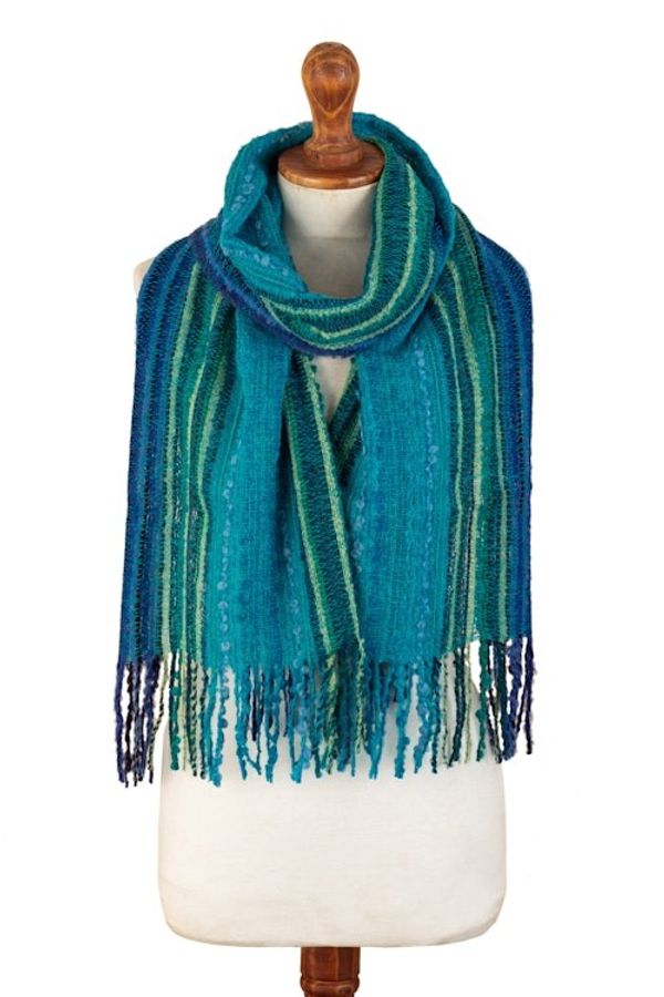 Alternate image for Unisex Striped Colorful Baby Alpaca Blend Scarf from Peru Planet Colors