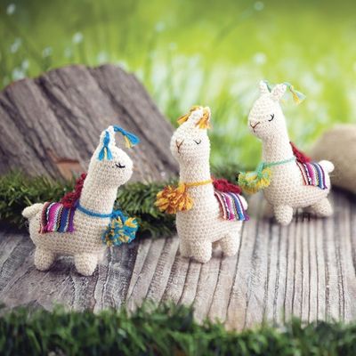 Alternate image for Hand Crocheted Wool Llama Ornaments Set of 3 Little Llamas