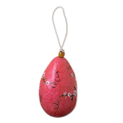 Alternate image for Hand Painted Crackled Red Dried Gourd Birdhouse from Peru Spring Rose Condo