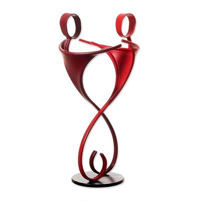Alternate image for Friendship-Themed Steel Sculpture in Red from Peru Friends Forever in Red