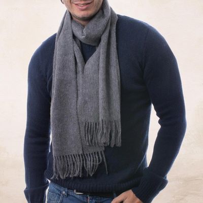 Alternate image for Mens 100 alpaca scarf Stormy Gray