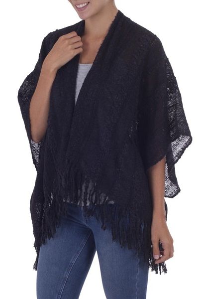 Alternate image for Alpaca blend short layering jacket Miraflores Midnight