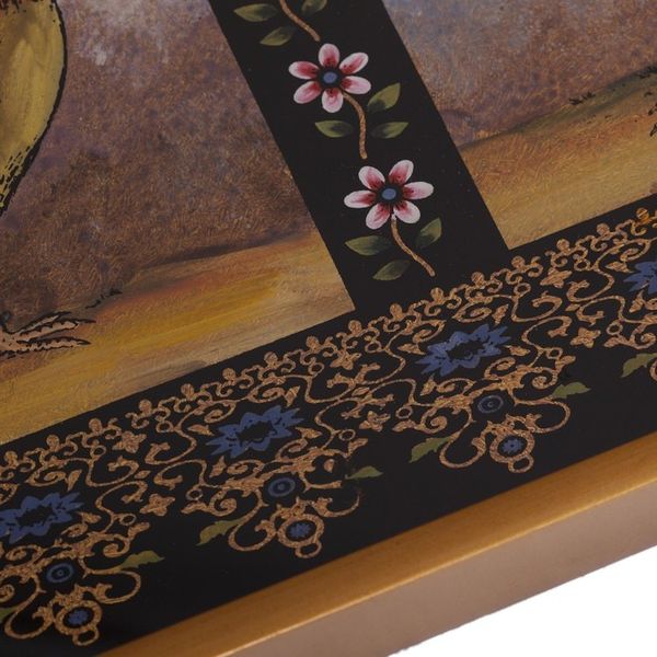 Alternate image for Rooster-Themed Reverse Painted Glass Tray Crowing Roosters