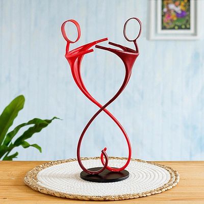 Alternate image for Friendship-Themed Steel Sculpture in Red from Peru Friends Forever in Red