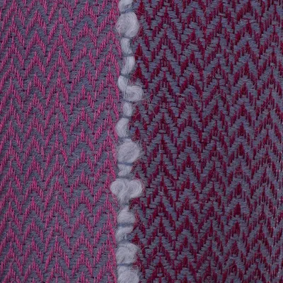 Alternate image for Baby Alpaca Blend Hand Woven Pink and Grey Striped Scarf Rosy Splendor