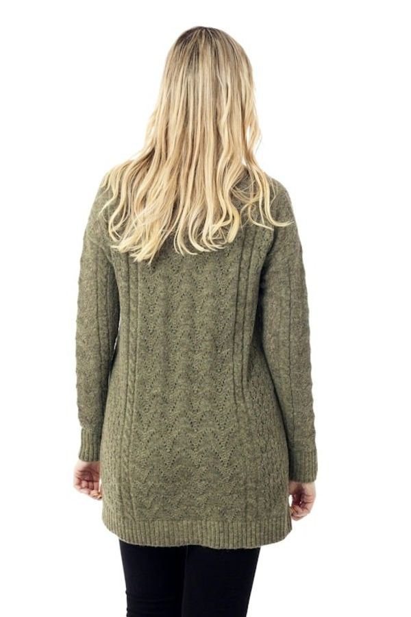 Alternate image for Cable Knit Baby Apaca Blend Cardigan in Olive from Peru Comfortable Charm in Olive