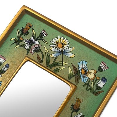 Alternate image for Collectible Glass Vibrant Green Mirror Emerald Fields