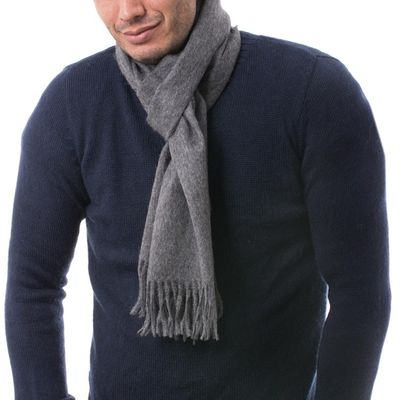 Alternate image for Mens 100 alpaca scarf Stormy Gray
