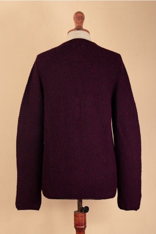 Alternate image for Knit Soft 100 Alpaca Button-Up Sweater in Bordeaux Hues Bordeaux Bonds