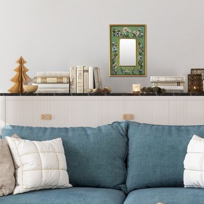 Alternate image for Collectible Glass Vibrant Green Mirror Emerald Fields