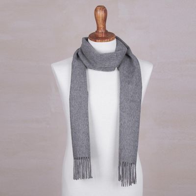 Alternate image for Mens 100 alpaca scarf Stormy Gray
