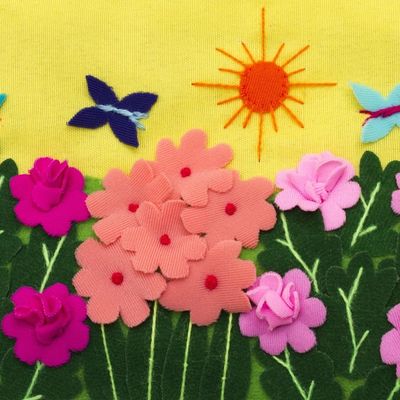 Alternate image for Andean Folk Art Cotton Applique Change Purse Butterfly Afternoon