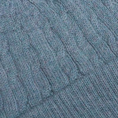 Alternate image for Robins Egg Blue 100 Alpaca Soft Cable Knit Hat from Peru Comfy in Blue