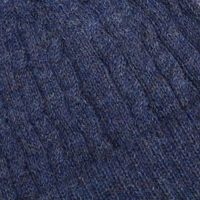 Alternate image for Indigo Blue 100 Alpaca Soft Cable Knit Hat from Peru Comfy in Dark Blue