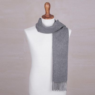 Alternate image for Mens 100 alpaca scarf Stormy Gray