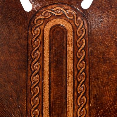 Alternate image for Leather Catch All Handcrafted in Peru of Tooled Leather Brown Lasso Labyrinth