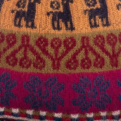 Alternate image for 100 Baby Alpaca Knit Chullo Hat Llama Trails