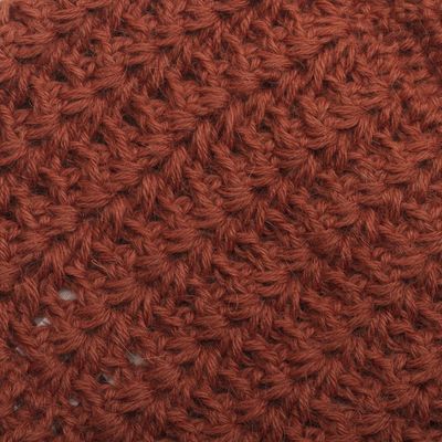 Alternate image for Hand Crocheted Burnt Sienna 100 Alpaca Hat Burnt Sienna Stars Align