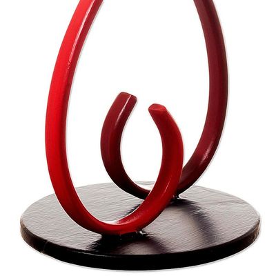 Alternate image for Friendship-Themed Steel Sculpture in Red from Peru Friends Forever in Red