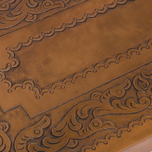 Alternate image for Traditional Leather Wood End Table Andean Elegance