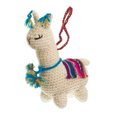 Alternate image for Hand Crocheted Wool Llama Ornaments Set of 3 Little Llamas