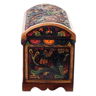 Alternate image for Multicolor Wood and Leather Jewelry Box from Peru Antique Treasure