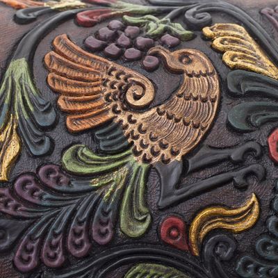 Alternate image for Multicolor Wood and Leather Jewelry Box from Peru Antique Treasure