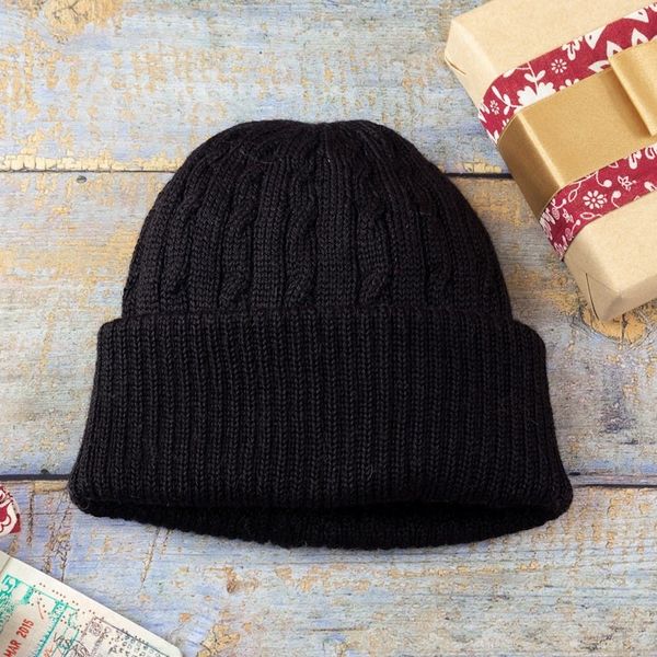 Alternate image for 100 alpaca hat Black Braid Cascade