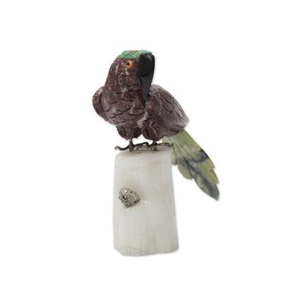 Alternate image for Hand Carved Gemstone Parrot Sculpture from Peru Little Parrot