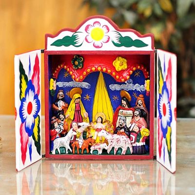 Alternate image for Peruvian Folk Art Wood Retablo Celebrating the Birth