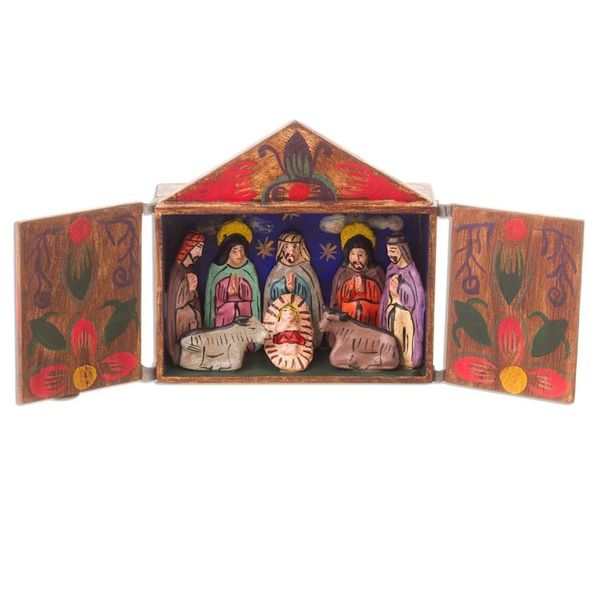Alternate image for Fair Trade Nativity Scene Retablo Wood Sculpture Jesus Spoke of Peace