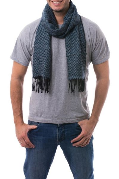 Alternate image for Mens 100 alpaca scarf Lake Arapa Night