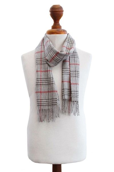 Alternate image for Mens Baby Alpaca Scarf from Peru Misty Grey