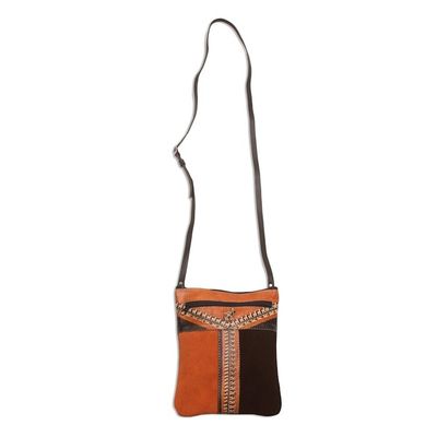 Alternate image for Llama Pattern Leather Accented Suede Sling in Brown Mountain Llama