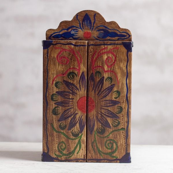 Alternate image for Painted Wood Retablo Andes Folk Art Handmade in Peru Virgin Mary